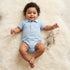 Juniors Collared Short Sleeves Bodysuit with Textured Design - Blue / 12-18 mths