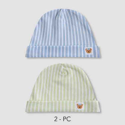 Set of 2 Juniors Cap with Stripes Print