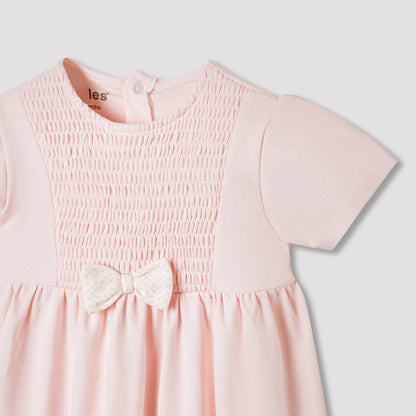 Giggles Smocked Detail A-line Dress with Bow