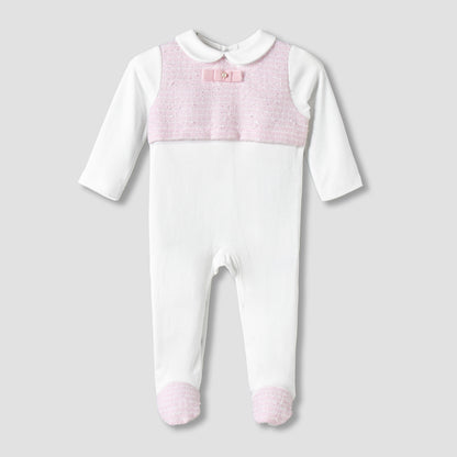 Giggles Supima Cotton Collared Long Sleeves Sleepsuit with Bow Detail
