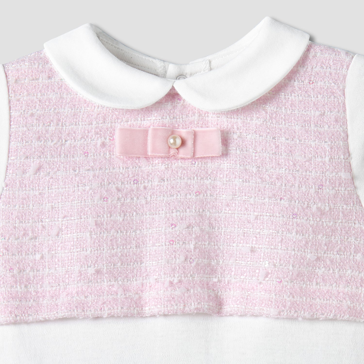 Giggles Supima Cotton Collared Long Sleeves Sleepsuit with Bow Detail