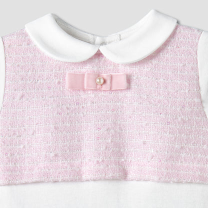 Giggles Supima Cotton Collared Long Sleeves Sleepsuit with Bow Detail