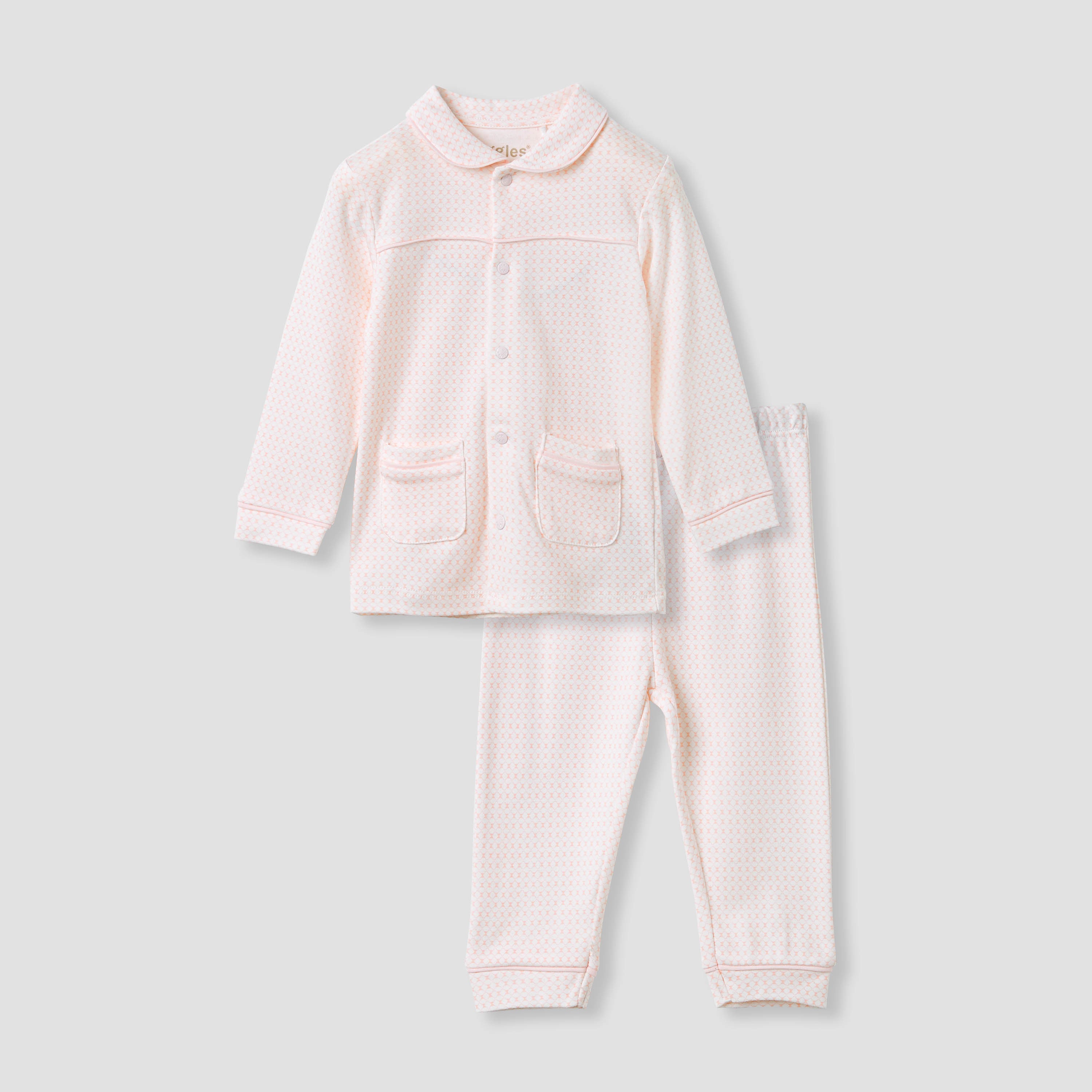 Giggles Printed Peter Pan Collar Shirt and Pyjama Set - Pink / 12-18 mths