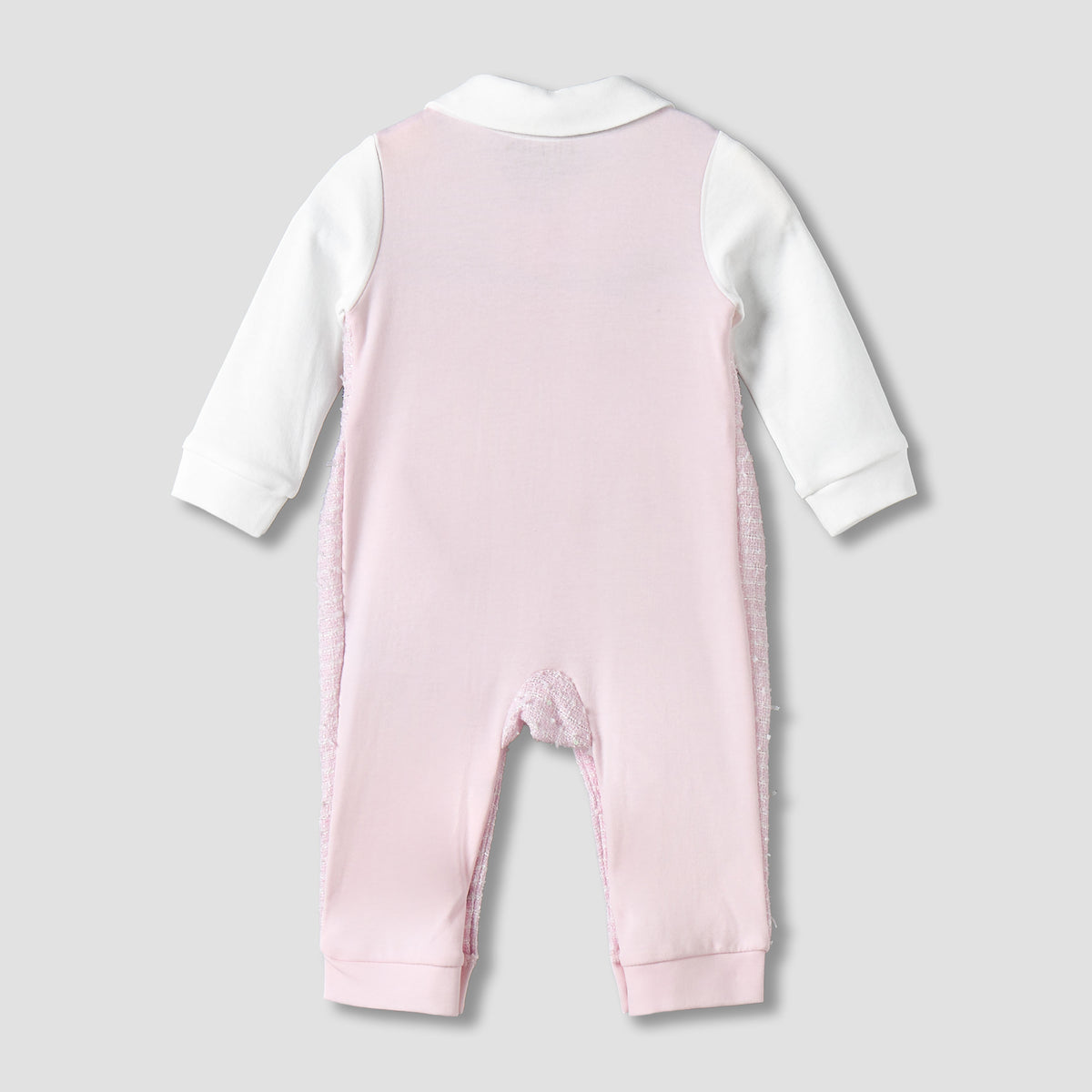 Giggles Cotton Peter Pan Collar Long Sleeves Sleepsuit with Textured Design