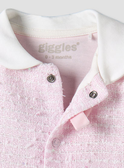 Giggles Cotton Peter Pan Collar Long Sleeves Sleepsuit with Textured Design-baby-girls-clothing-nightwear-sleepsuits-image-4