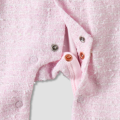 Giggles Cotton Peter Pan Collar Long Sleeves Sleepsuit with Textured Design