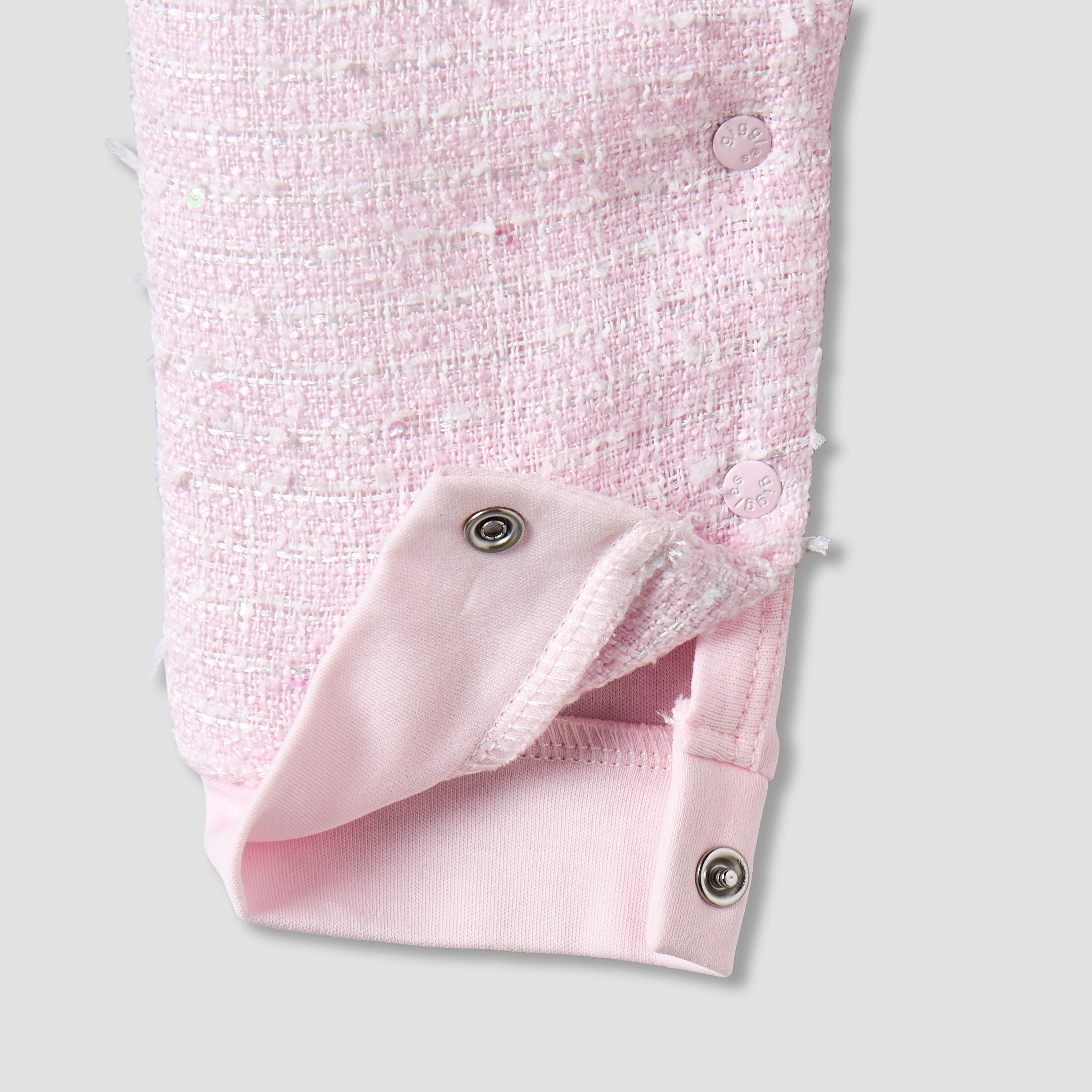 Giggles Cotton Peter Pan Collar Long Sleeves Sleepsuit with Textured Design