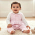Giggles Cotton Peter Pan Collar Long Sleeves Sleepsuit with Textured Design - Pink / 12-18 mths