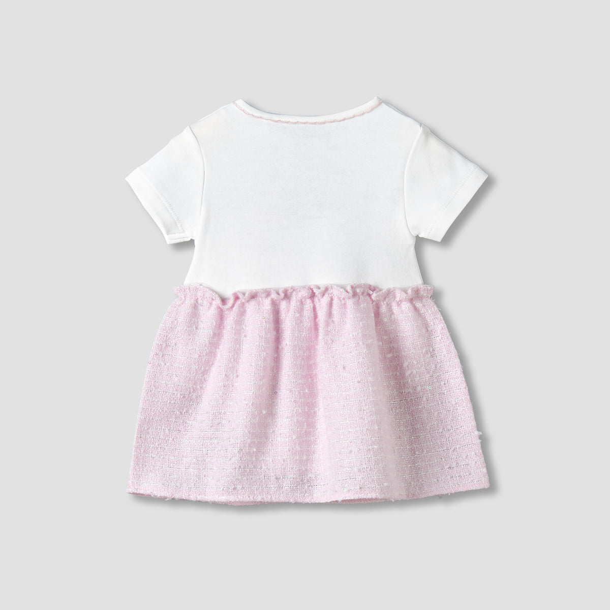 Giggles Round Neck Short Sleeves A-line Dress with Bow Detail