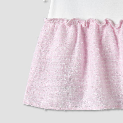 Giggles Round Neck Short Sleeves A-line Dress with Bow Detail