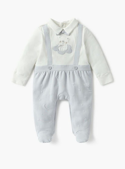 Giggles Bear Applique Closed Feet Sleepsuit with Long Sleeves-baby-boys-clothing-nightwear-sleepsuits-image-1
