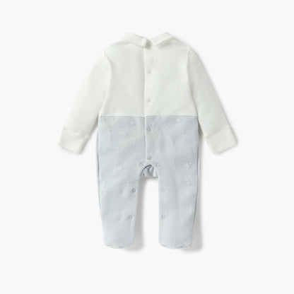 Giggles Bear Applique Closed Feet Sleepsuit with Long Sleeves