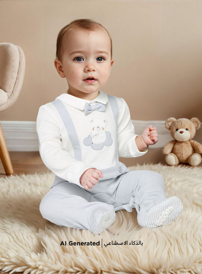 Giggles Bear Applique Closed Feet Sleepsuit with Long Sleeves-baby-boys-clothing-nightwear-sleepsuits-image-6