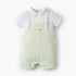Juniors Peter Pan Collar Short Sleeves Polo T-shirt and Dungaree Set with Stripes - Green / 12-18 mths