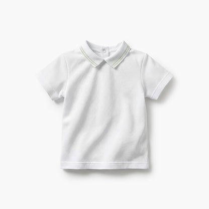 Juniors Peter Pan Collar Short Sleeves Polo T-shirt and Dungaree Set with Stripes