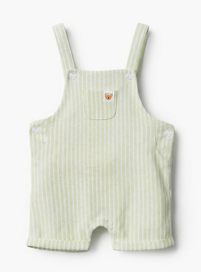 Juniors Peter Pan Collar Short Sleeves Polo T-shirt and Dungaree Set with Stripes-baby-boys-clothing-setsandcoords-image-4