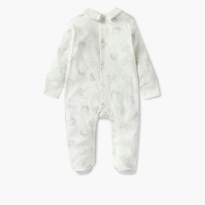 Giggles Bear Print Closed Feet Sleepsuit with Long Sleeves
