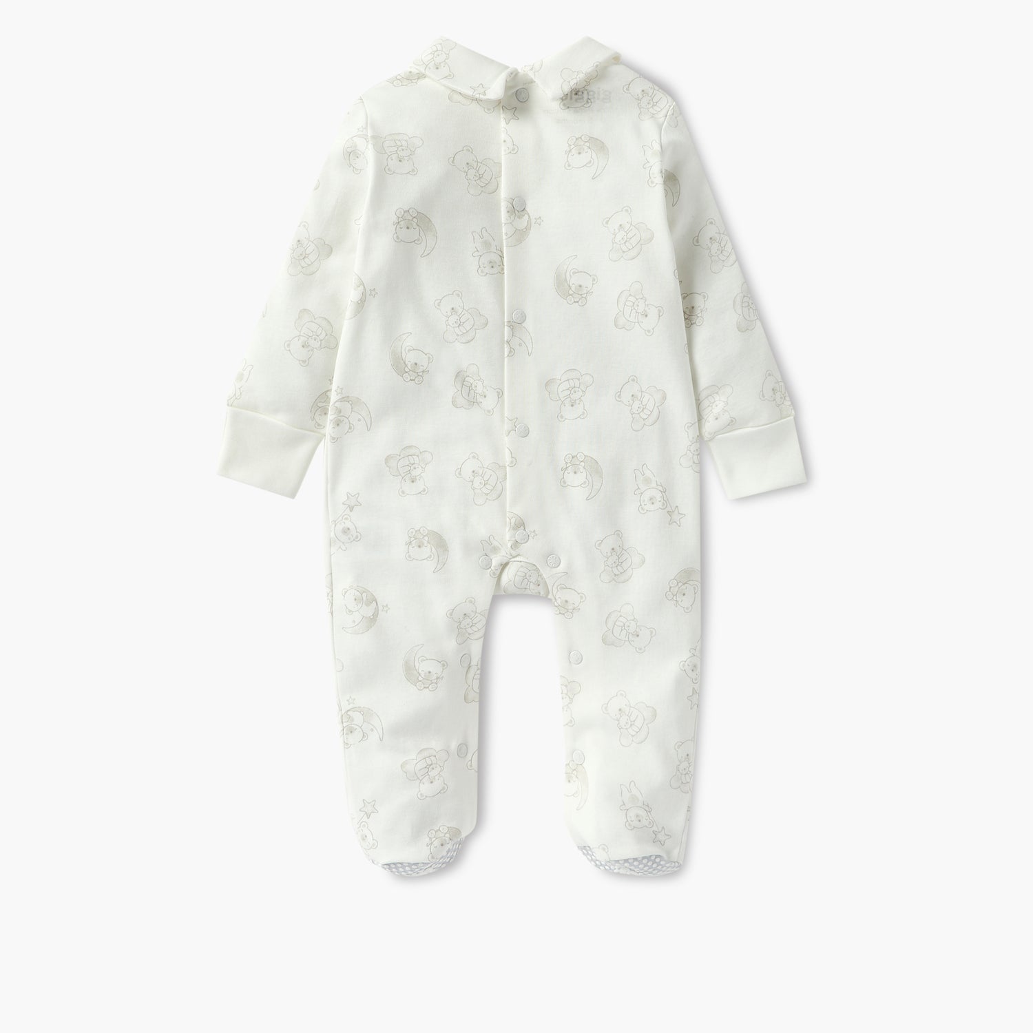 Giggles Bear Print Closed Feet Sleepsuit with Long Sleeves