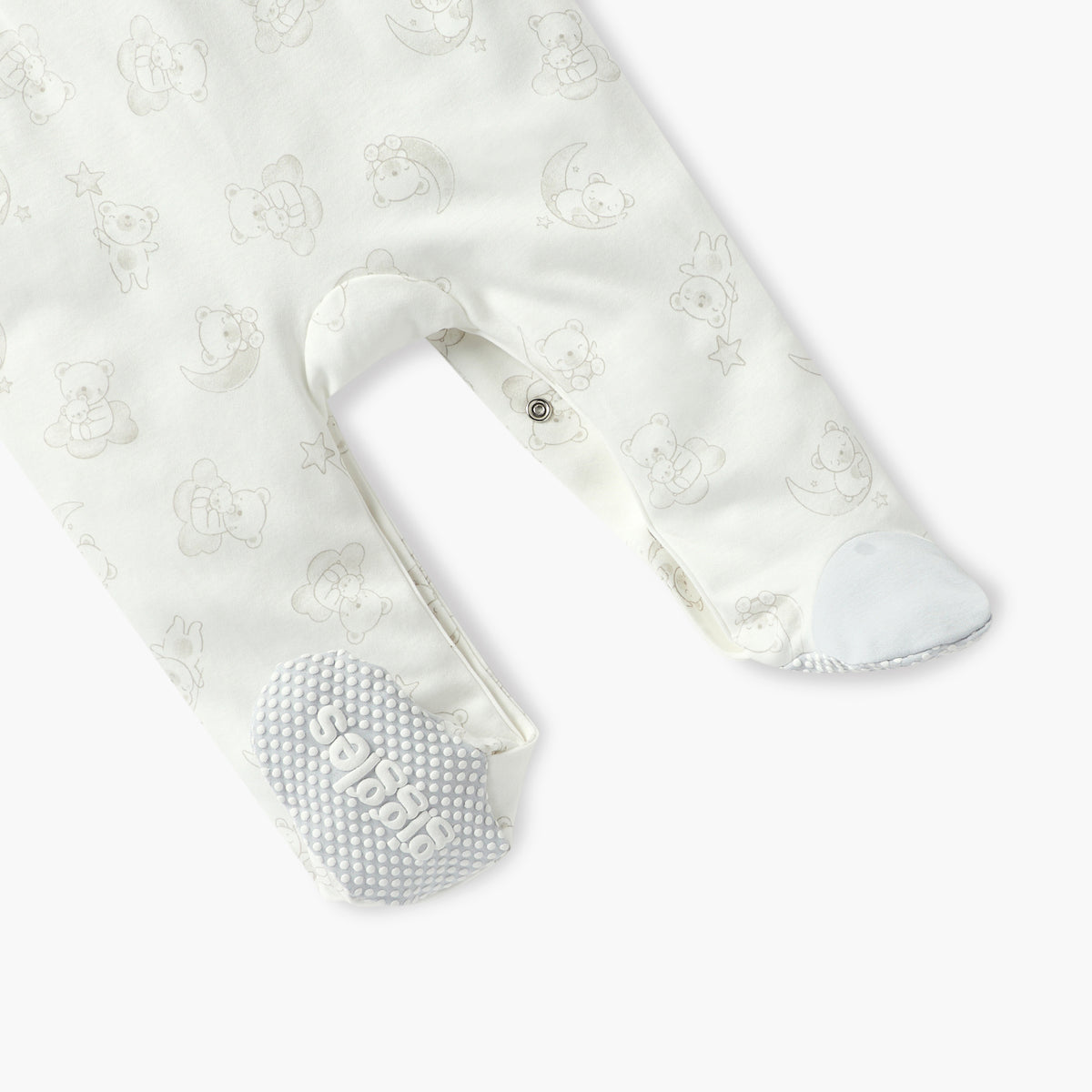 Giggles Bear Print Closed Feet Sleepsuit with Long Sleeves