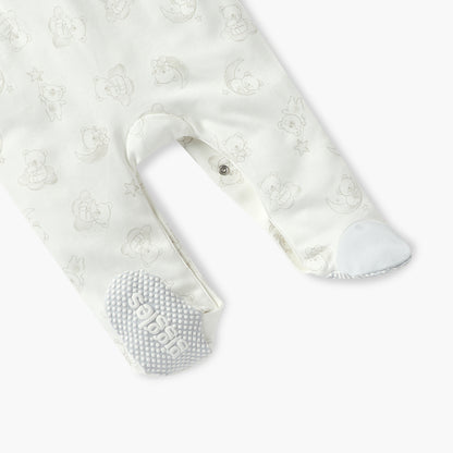 Giggles Bear Print Closed Feet Sleepsuit with Long Sleeves