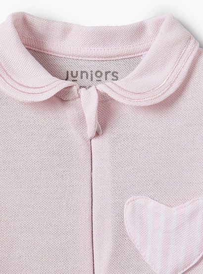 Juniors Cotton Peter Pan Collar Long Sleeves Sleepsuit with Heart Applique-baby-girls-clothing-nightwear-sleepsuits-image-3