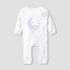 Giggles Round Neck Sleepsuit with Bear Applique - Cotton - Long Sleeves - Grey / 9-12 mths
