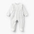 Juniors Cotton Ruffle Neck Long Sleeves Sleepsuit with Schiffli Embroidery - White / 9-12 mths