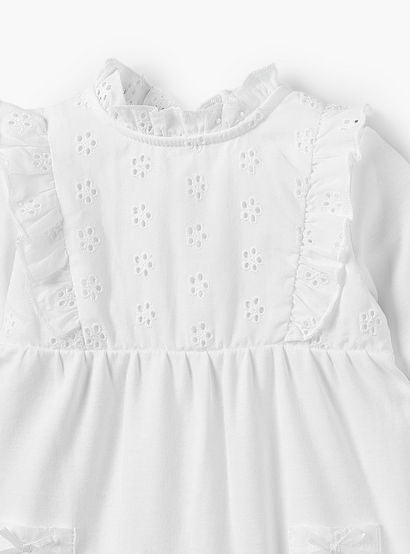 Juniors Cotton Ruffle Neck Long Sleeves Sleepsuit with Schiffli Embroidery-baby-girls-clothing-nightwear-sleepsuits-image-4