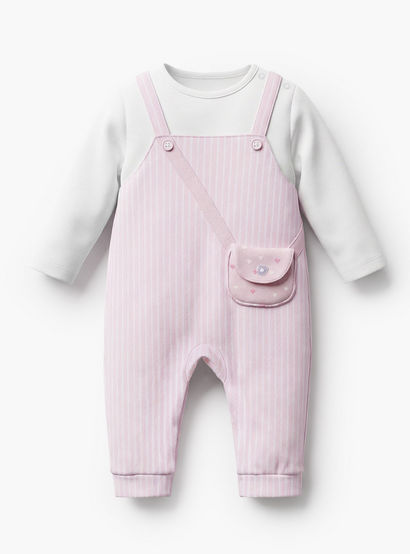 Juniors Cotton Round Neck Long Sleeves Sleepsuit with Stripes-baby-girls-clothing-nightwear-sleepsuits-image-2