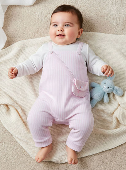 Juniors Cotton Round Neck Long Sleeves Sleepsuit with Stripes-baby-girls-clothing-nightwear-sleepsuits-image-1
