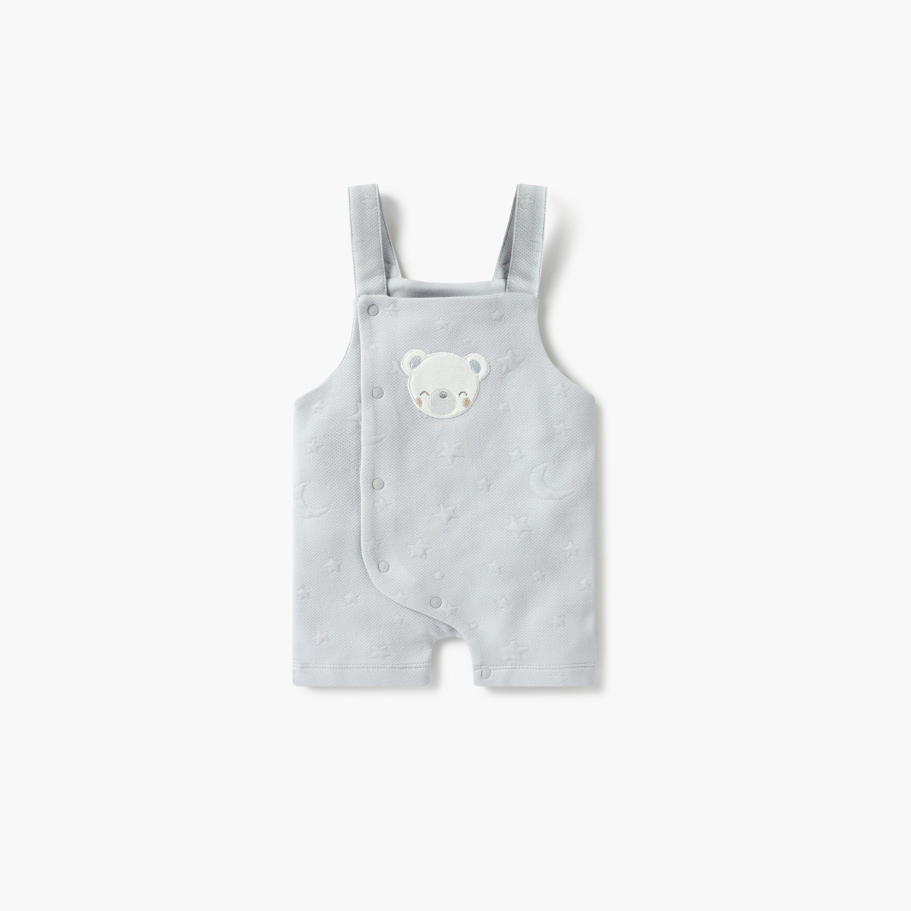 Giggles Bear Applique Dungaree and Long Sleeves T-shirt Set