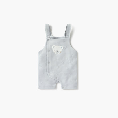 Giggles Bear Applique Dungaree and Long Sleeves T-shirt Set