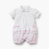 Juniors Peter Pan Collar Short Sleeves Romper with Stripes - Pink / 12-18 mths