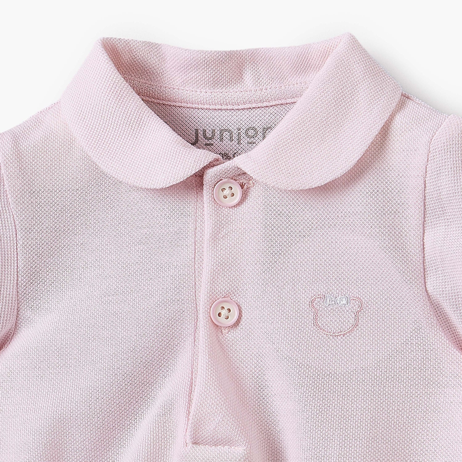 Juniors Cotton Collared Short Sleeves Polo Bodysuit with Textured Design