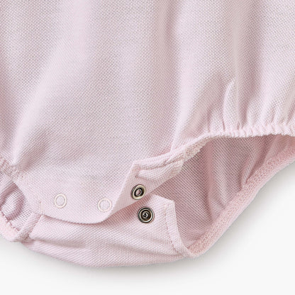 Juniors Cotton Collared Short Sleeves Polo Bodysuit with Textured Design