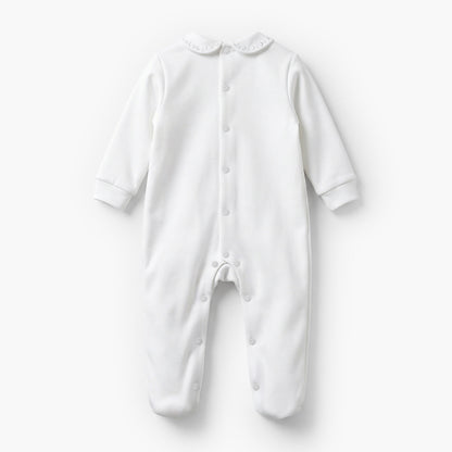 Giggles Cotton Peter Pan Collar Long Sleeves Sleepsuit with Embroidered Detail