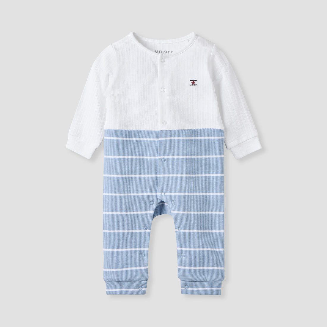 Juniors Striped Sleepsuit with Long Sleeves - Blue / 12-18 mths