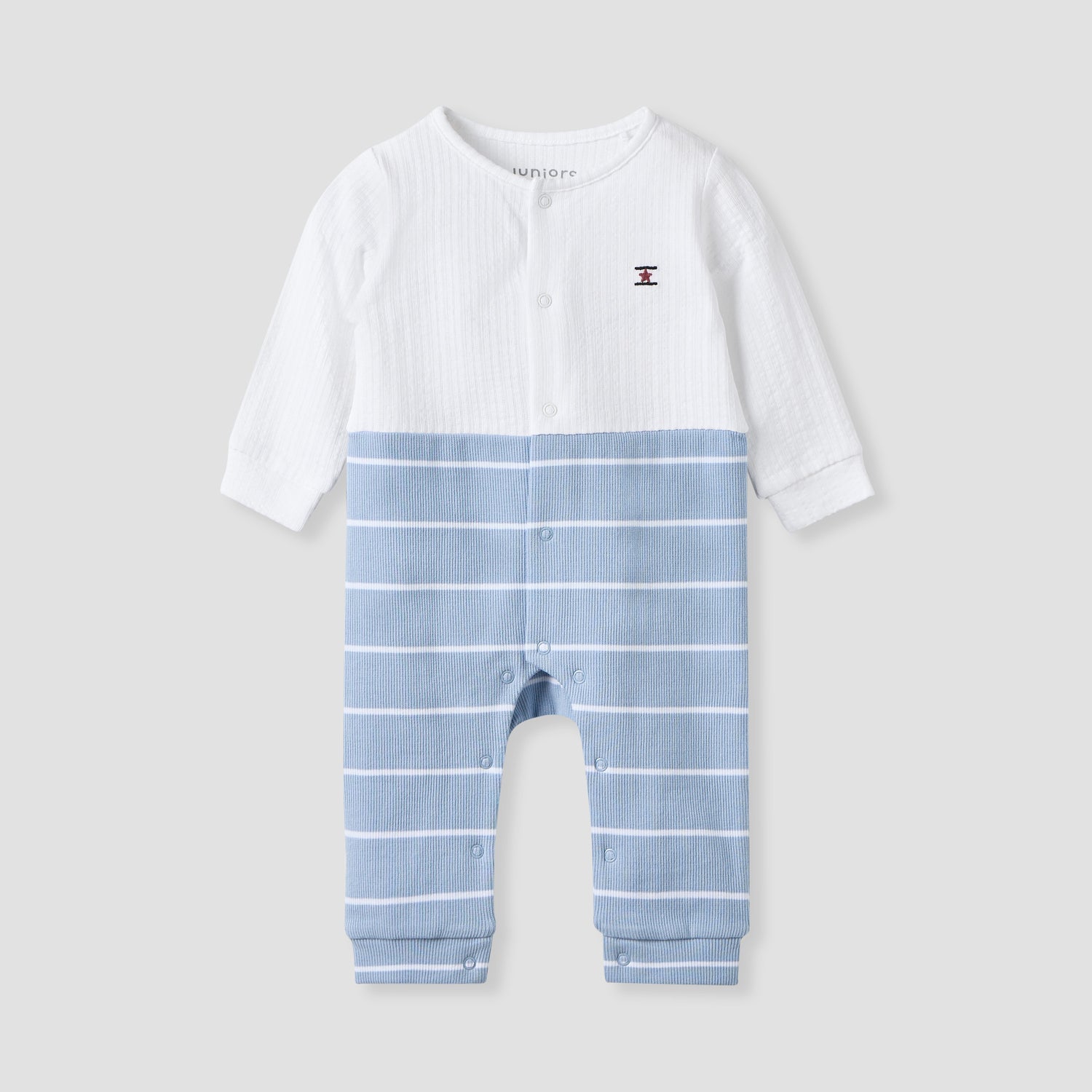 Juniors Striped Sleepsuit with Long Sleeves - Blue / 12-18 mths