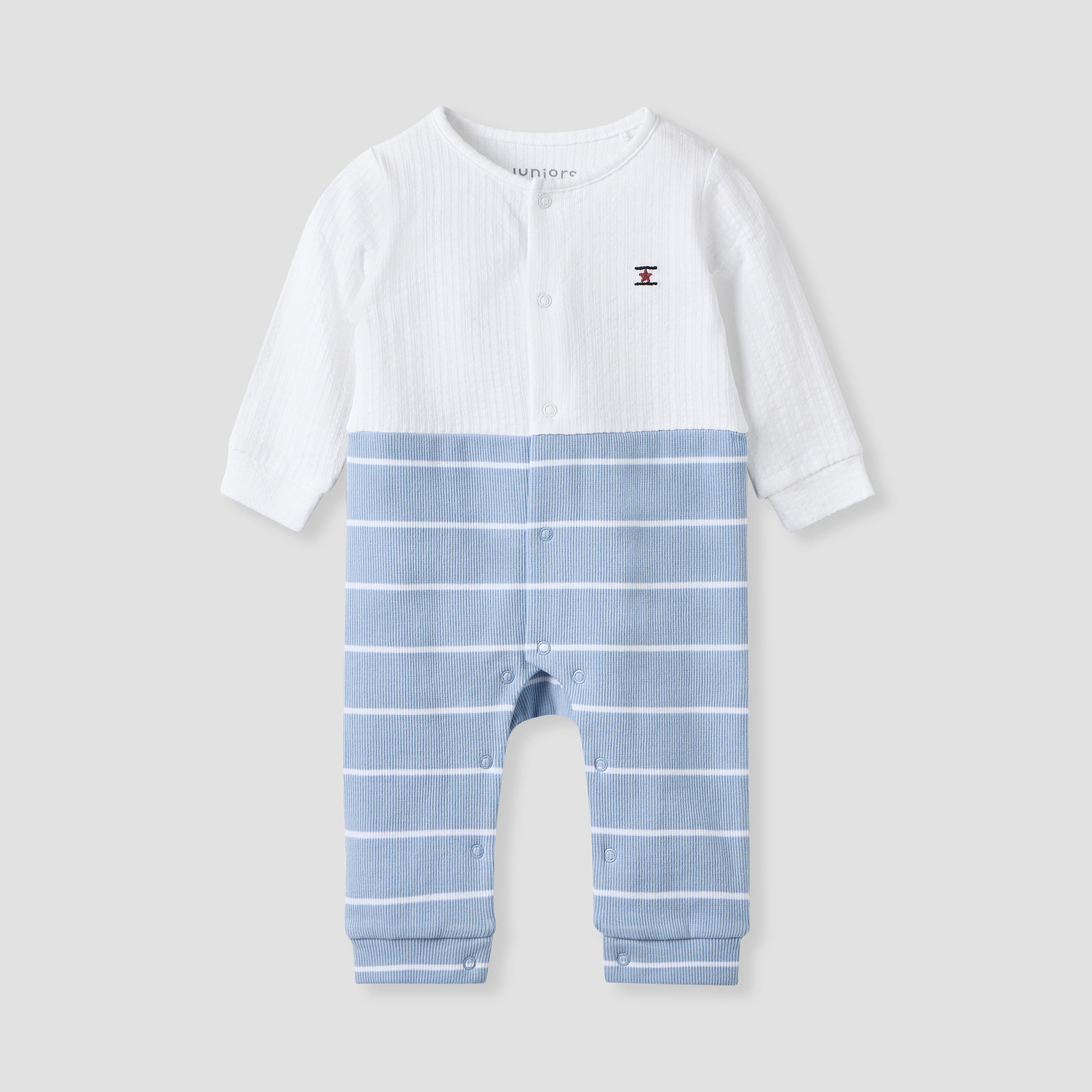 Juniors Striped Sleepsuit with Long Sleeves - Blue / 12-18 mths