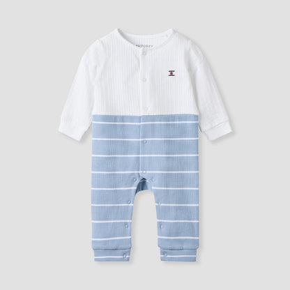 Juniors Striped Sleepsuit with Long Sleeves - Blue / 12-18 mths