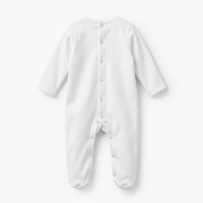 Giggles Cotton Round Neck Long Sleeves Sleepsuit with Moon and Star Embroidery