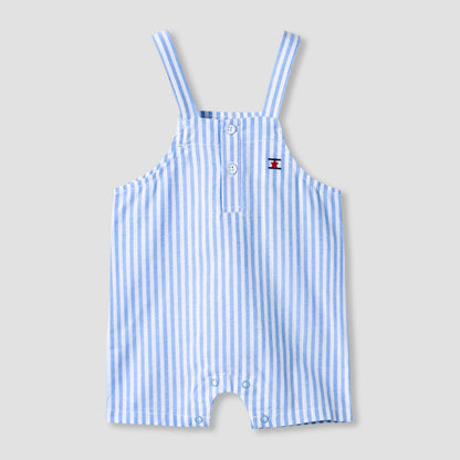 Juniors Solid T-shirt and Striped Dungaree Set