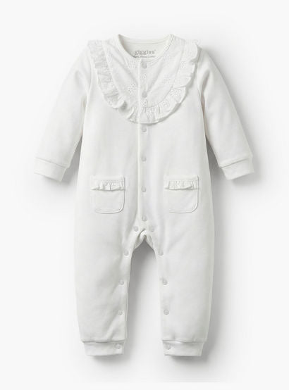 Giggles Cotton Round Neck Long Sleeves Sleepsuit with Schiffli Embroidery-baby-girls-clothing-nightwear-sleepsuits-image-2