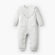 Giggles Cotton Round Neck Long Sleeves Sleepsuit with Schiffli Embroidery-undefined-image-1