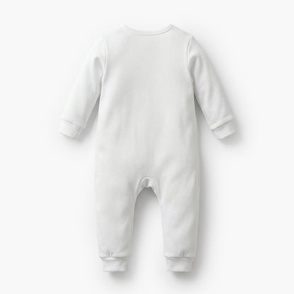 Giggles Cotton Round Neck Long Sleeves Sleepsuit with Schiffli Embroidery