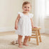 Giggles Square Neck Short Sleeves A-line Dress with Schiffli Embroidery - White / 12-18 mths
