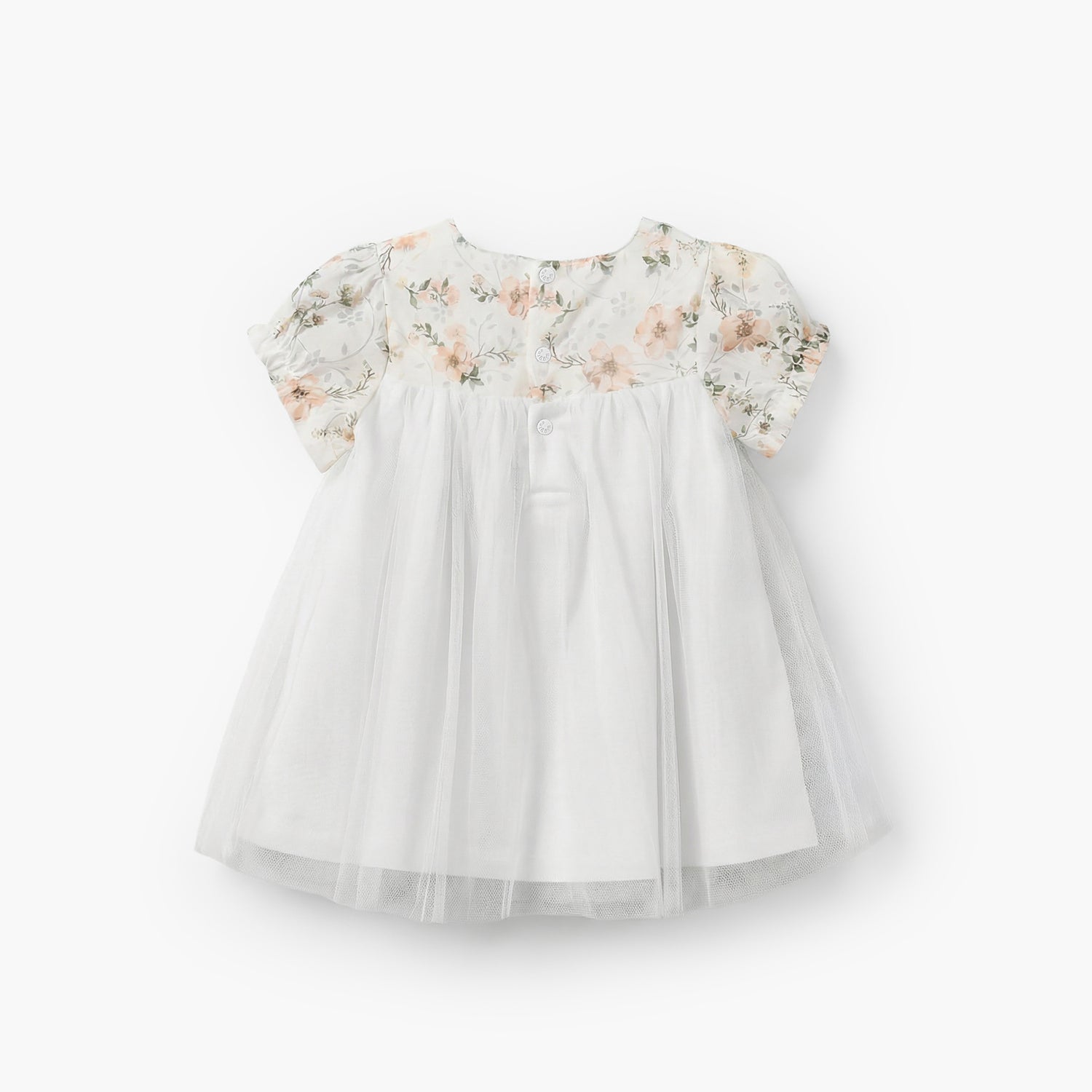 Giggles Square Neck Short Sleeves A-line Dress with Schiffli Embroidery
