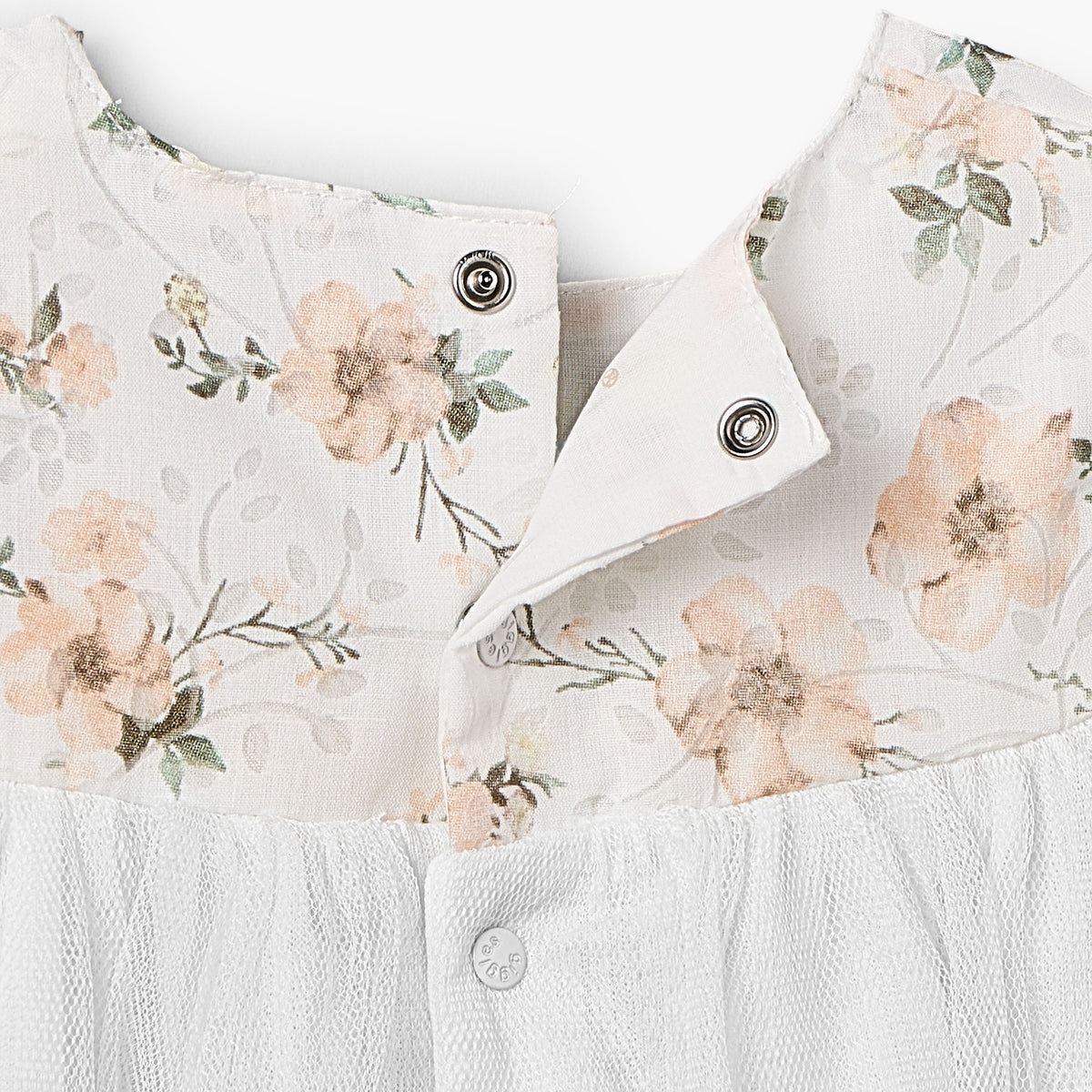 Giggles Square Neck Short Sleeves A-line Dress with Schiffli Embroidery