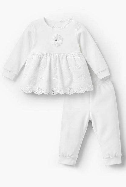 Giggles Cotton Round Neck Long Sleeves Pyjama Set with Embroidered Design