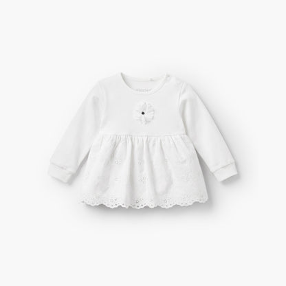 Giggles Cotton Round Neck Long Sleeves Pyjama Set with Embroidered Design